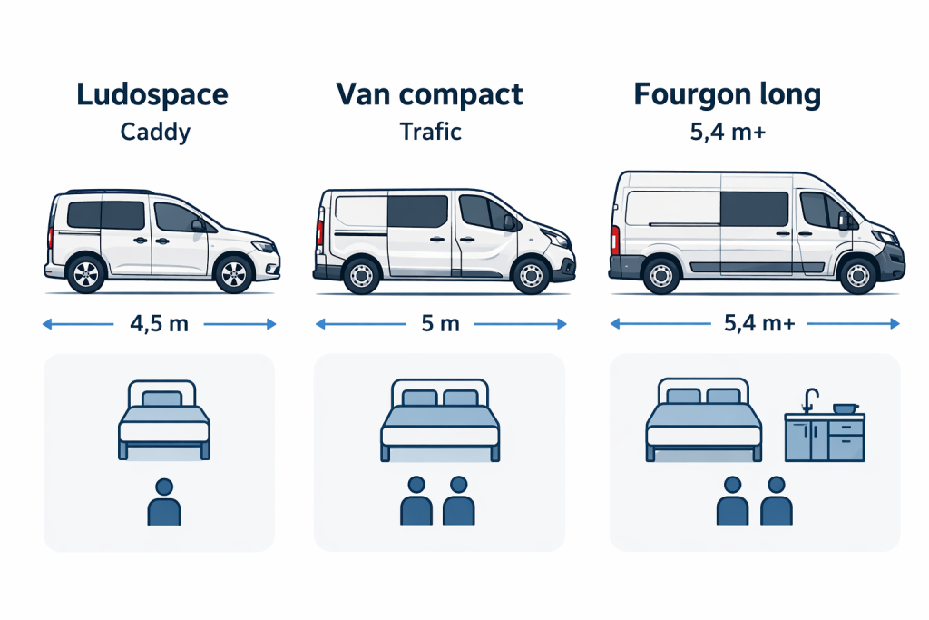 Comparaison de configurations de petits vans aménagés