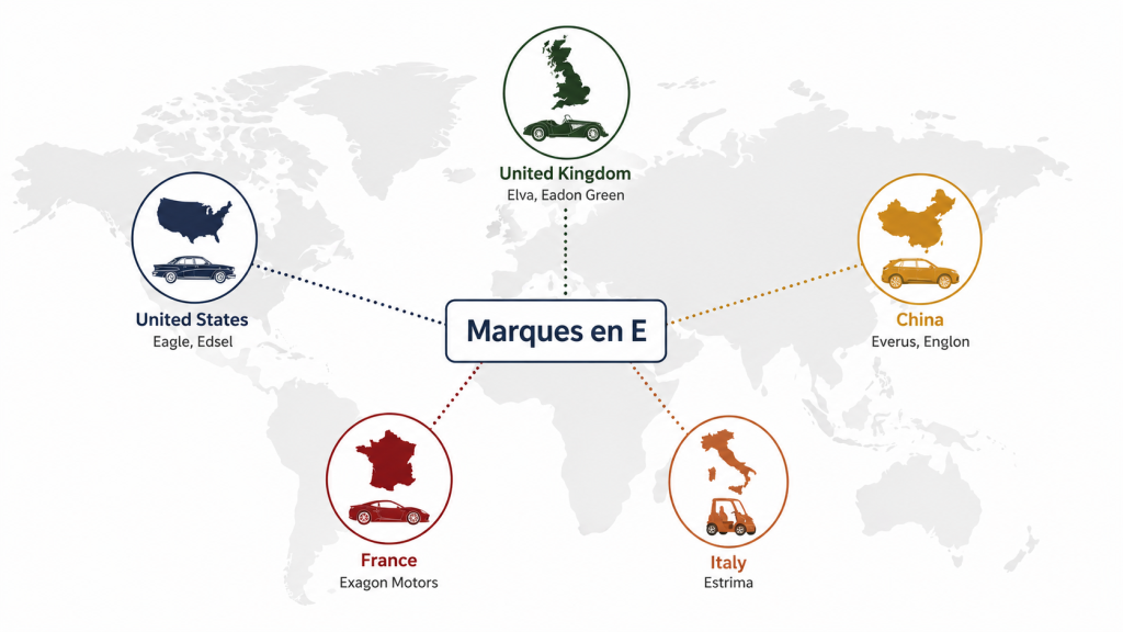 Carte des pays ayant une marque en "E"