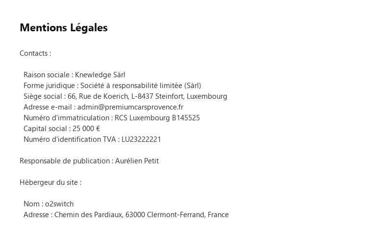 Mentions Legales