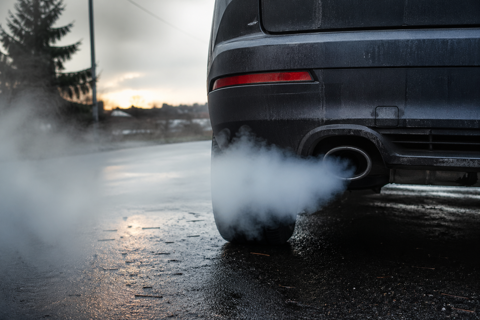 Voiture qui fume de la fumée blanche