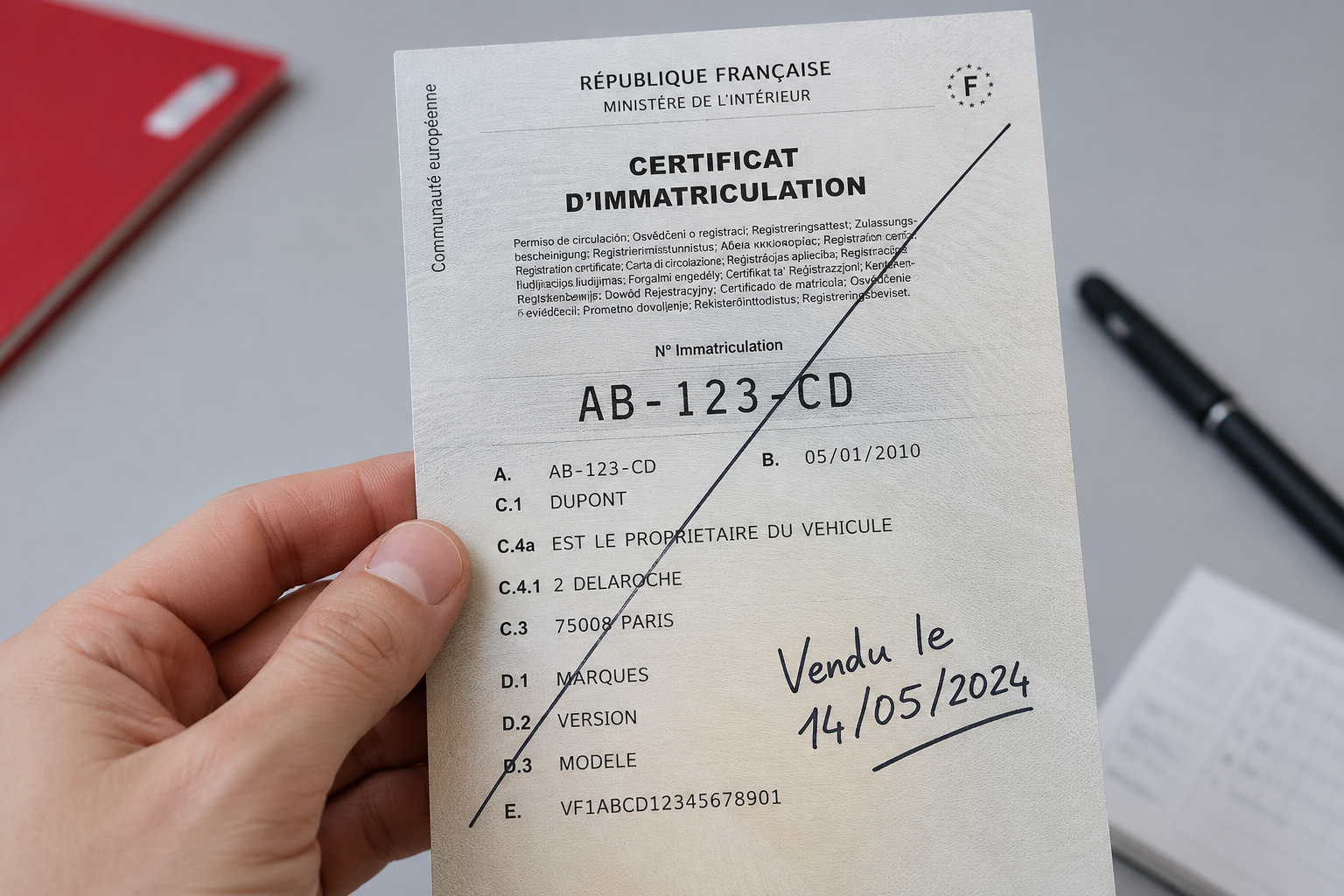 Carte grise barrée