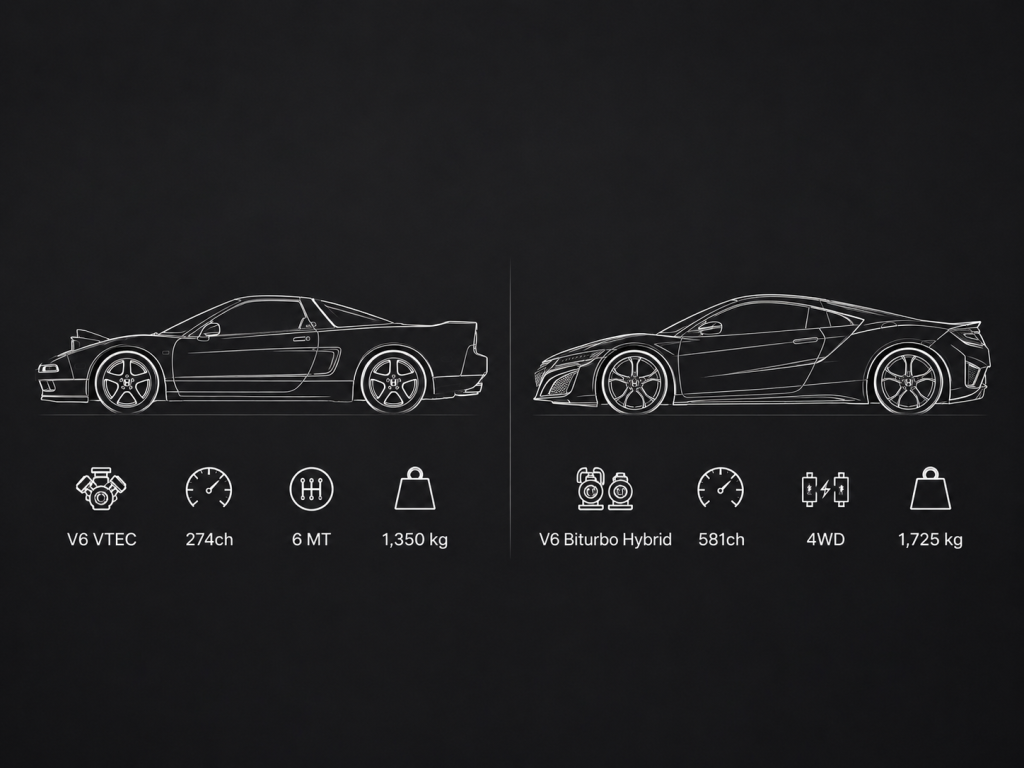 Comparaison entre la nouvelle et l'ancienne Honda NSX
