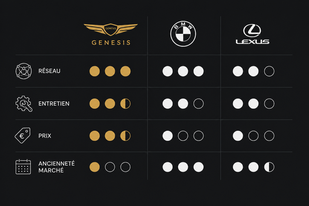 Comparatif Genesis, BMW et Lexus