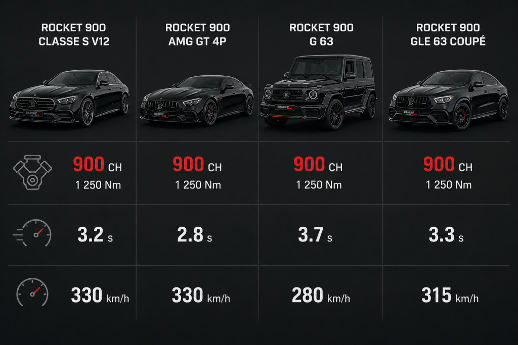Tableau comparatif lignée Brabus Rocket 900