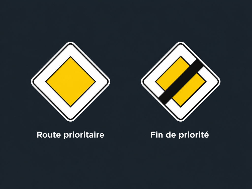 Panneau de priorité et fin de priorité