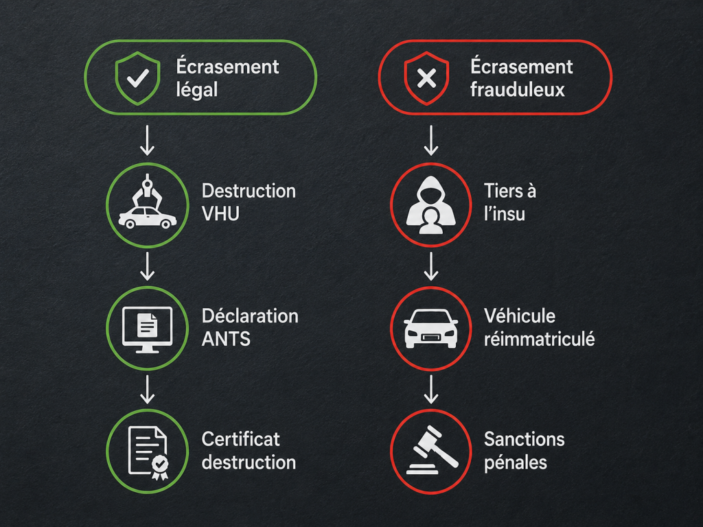 Écrasement de carte grise : légal vs fraude