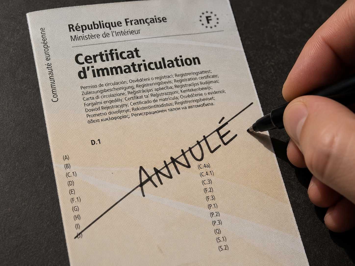 Écrasement de carte grise