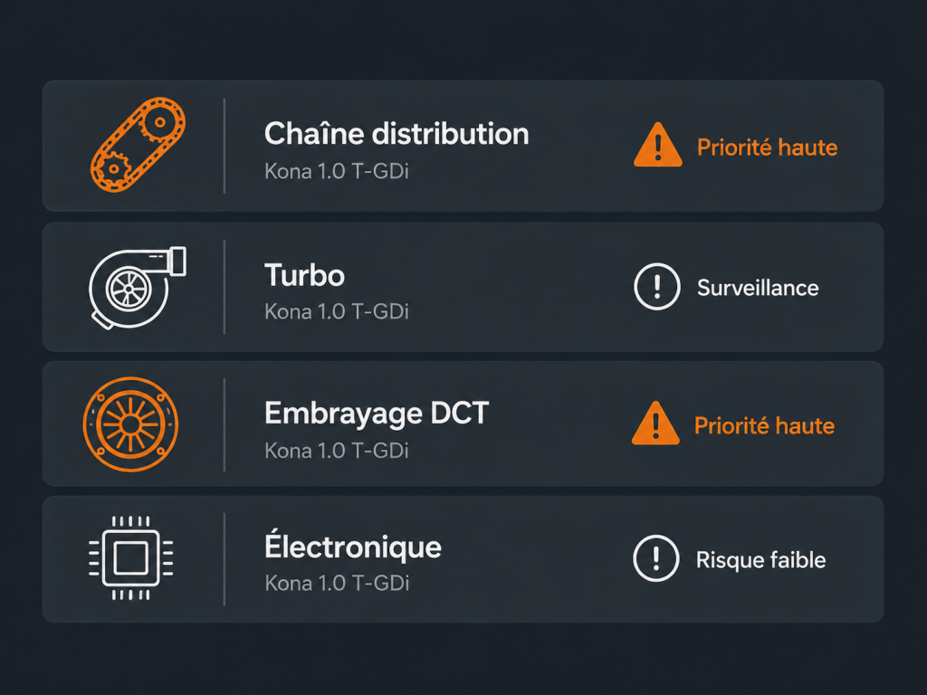 Points de vigilance Hyundai Kona 1.0 T-GDi 120ch