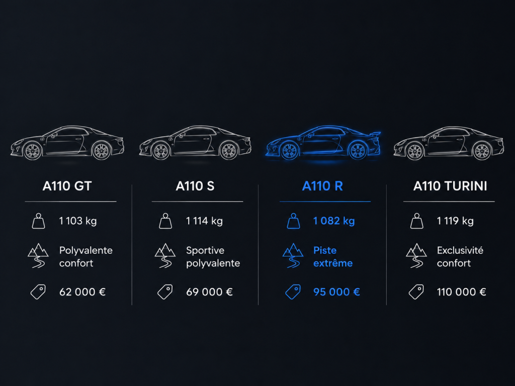 Comparatif des versions Alpine A110