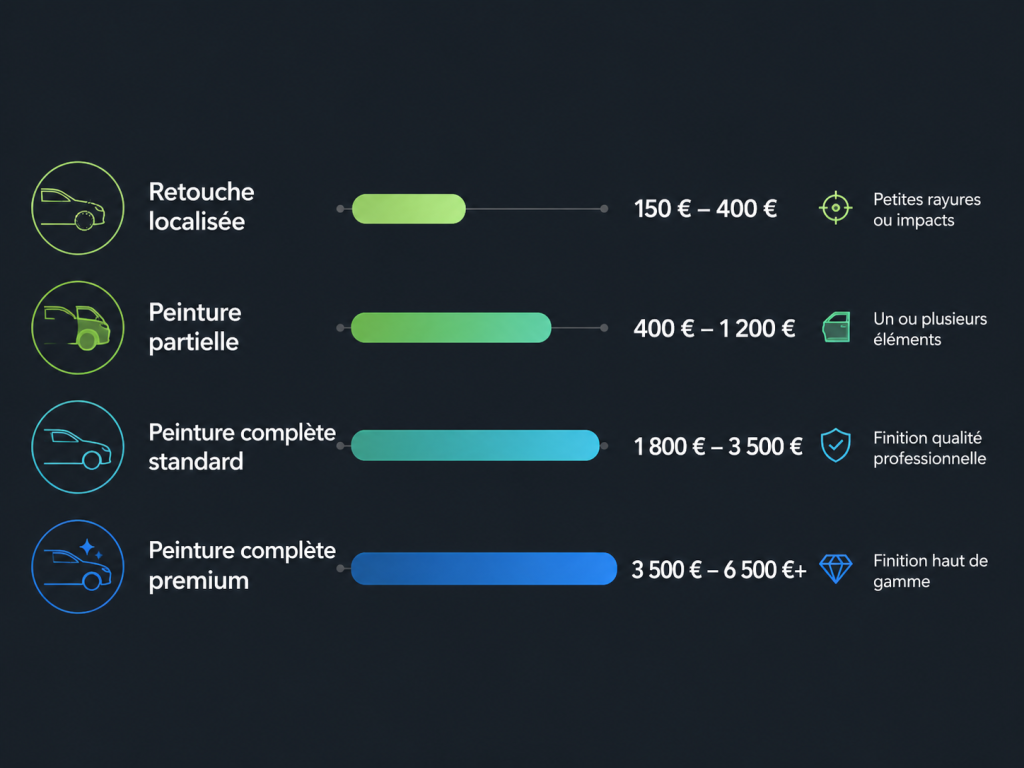 Fourchettes de prix pour une peinture complète de voiture