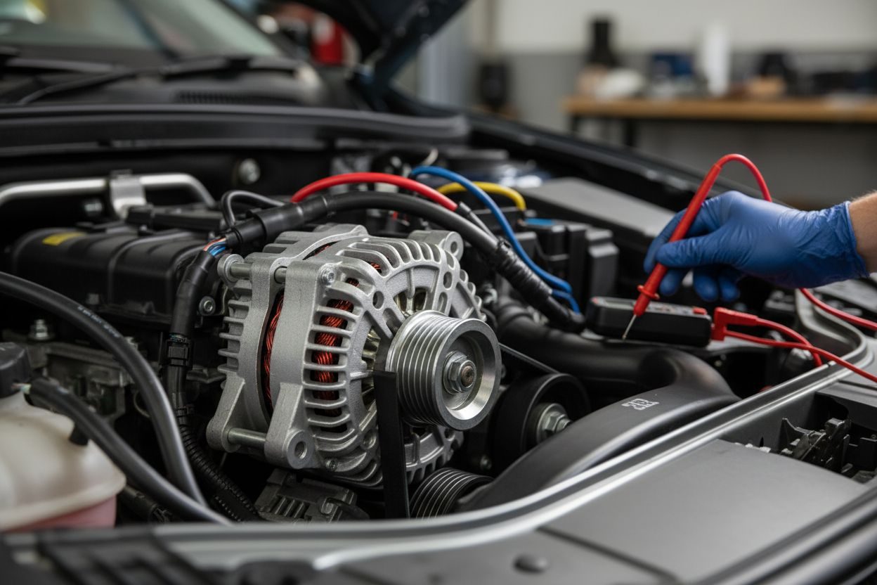 Alternateur de voiture démonté sur un plan de travail atelier illustrant limportance de cette pièce dans le système électrique