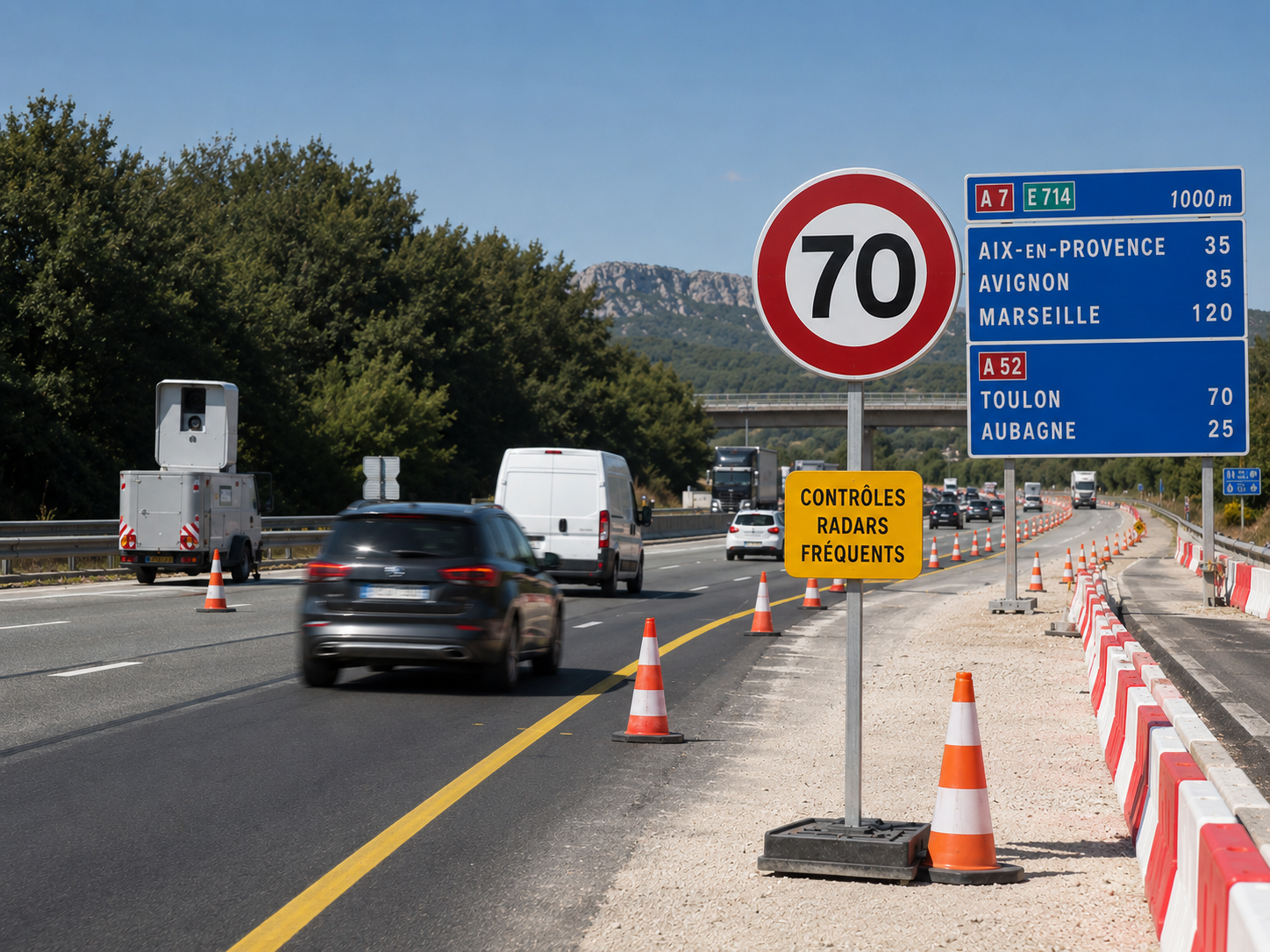 Panneau annonce radar de chantier