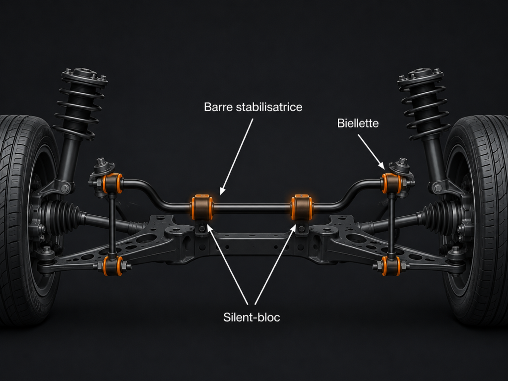 Système de suspension avant en details