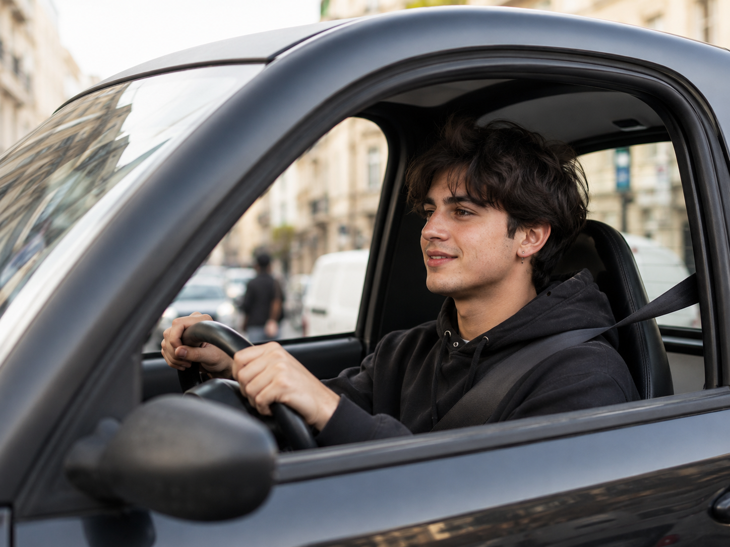 Jeune conducteur dans une voiture sans permis