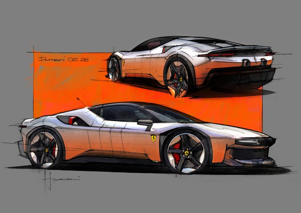 Croquis préparatoires de la Ferrari CZ26