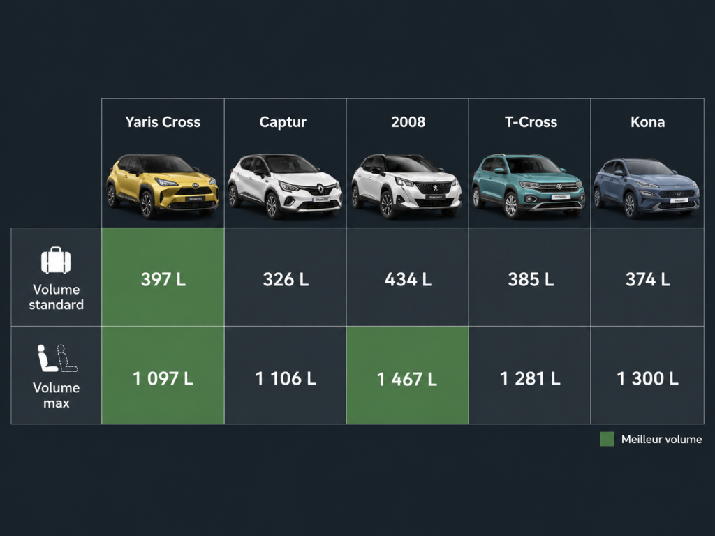 Comparaison du coffre de la Yaris Cross