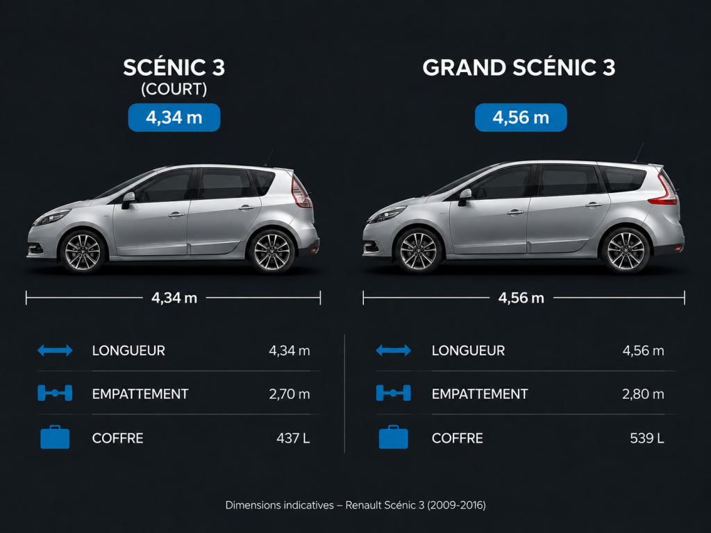 Comparaison dimensions Scénic 3