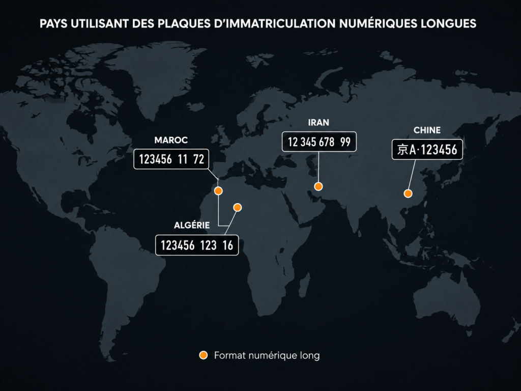 Pays avec plaque d'immatriculation longue