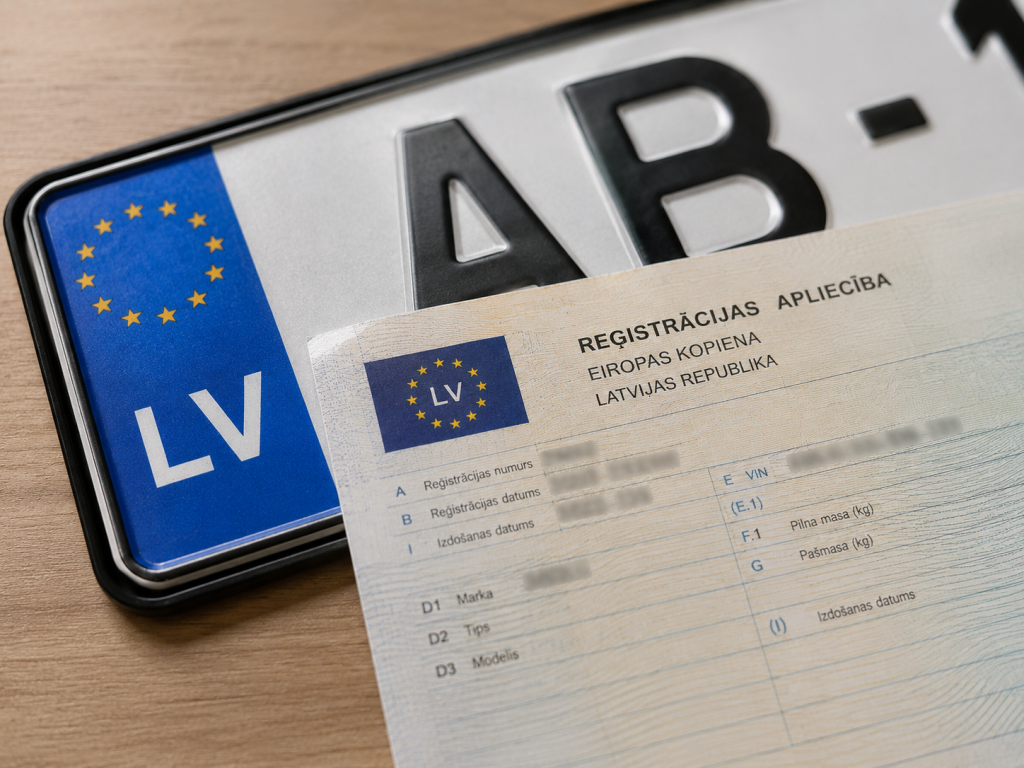 Plaque d'immatriculation et carte grise LV