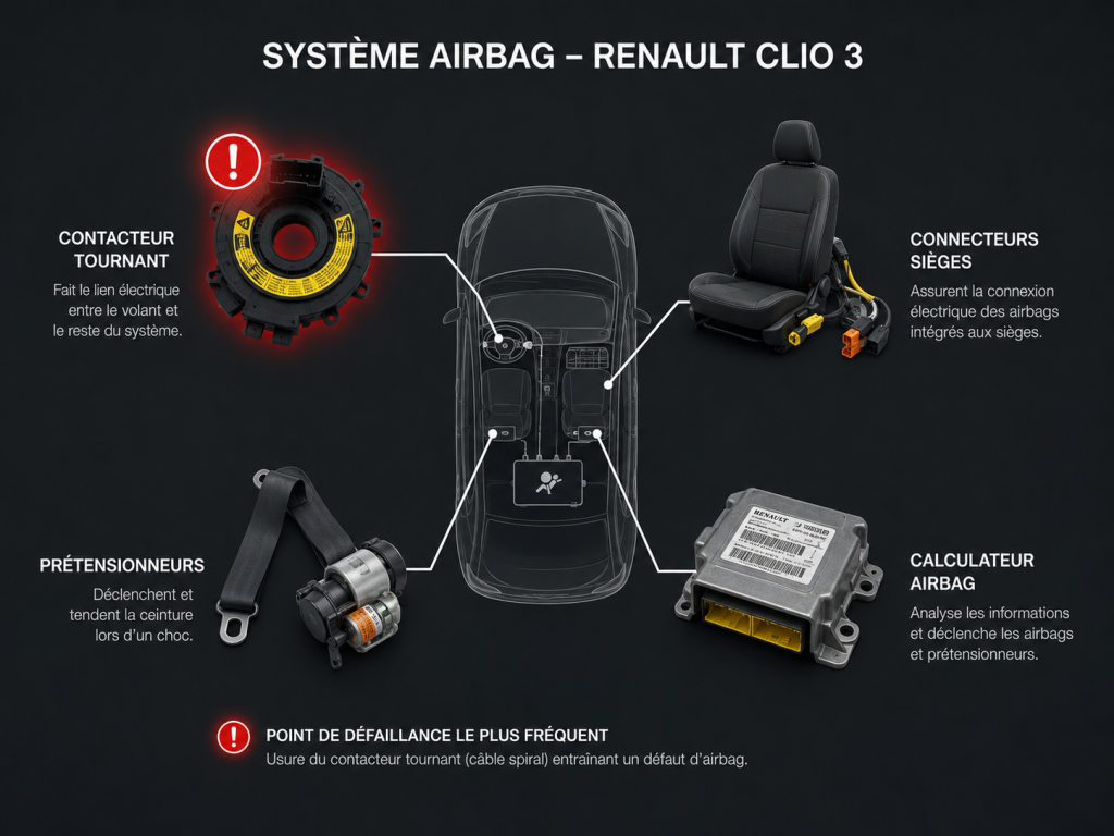 Problèmes liés à l'airbag sur Clio 3