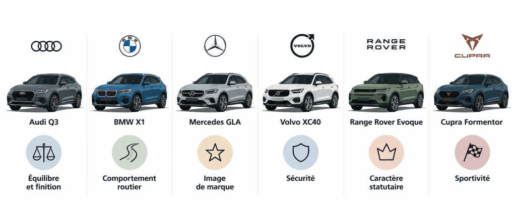 Tableau comparatif de SUV premium