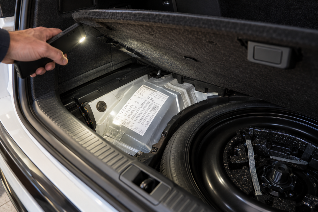 Inspection de coffre et roue de secours